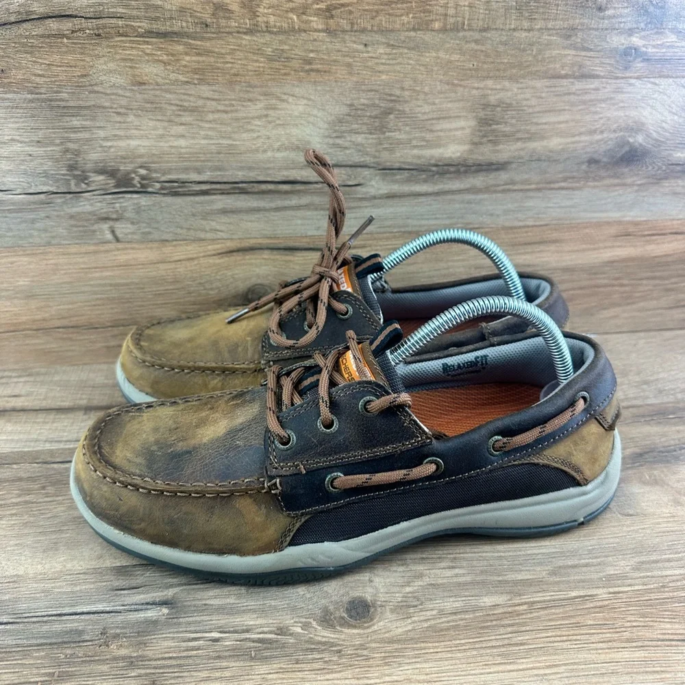 SKECHERS Brown Leather Casual Boat Deck Shoes Size US 8.5 EUR 41